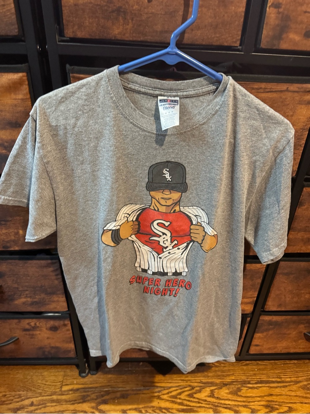 Mens Grey 'Super Hero Night' Graphic Tee - Chicago White Sox Inspired